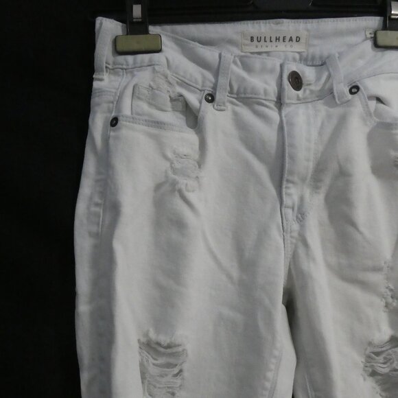 BULLHEAD DENIM CO - High Rise - Skinniest | size 3 | Light Blue Distressed Denim - Picture 3 of 16
